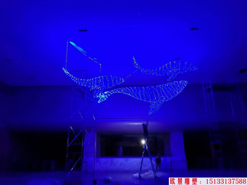 不銹鋼吊頂鏤空動物擺件，適合海洋館景觀裝飾